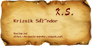 Krizsik Sándor névjegykártya